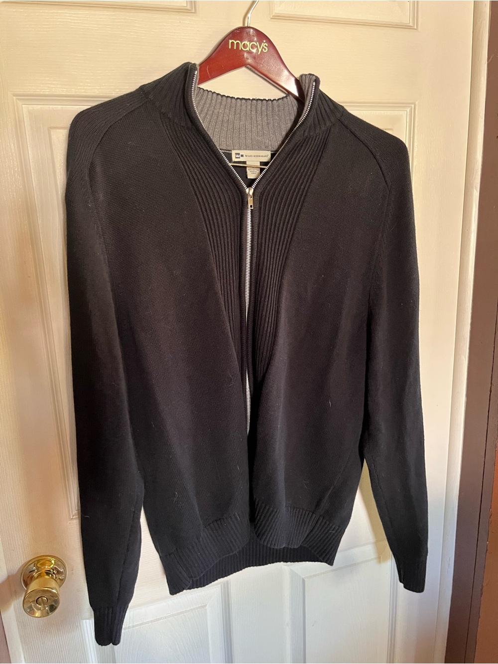 Black Full-Zip Men's Knit Sweater Jacket